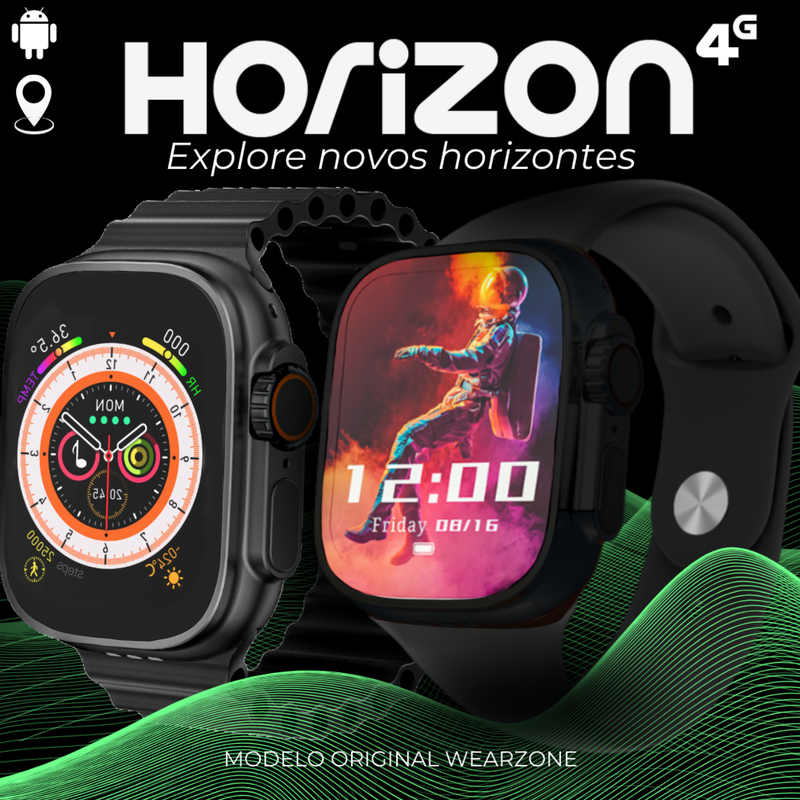 WearZone Horizon | Celular de Pulso 4G | 2Gb de Ram e 16Gb de Armazenamento