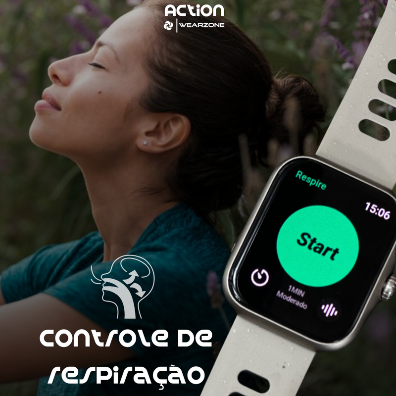 ACTION WEARZONE | Smartwatch Esportivo | A PROVA D'ÁGUA, GPS integrado e 7 Dias de Bateria