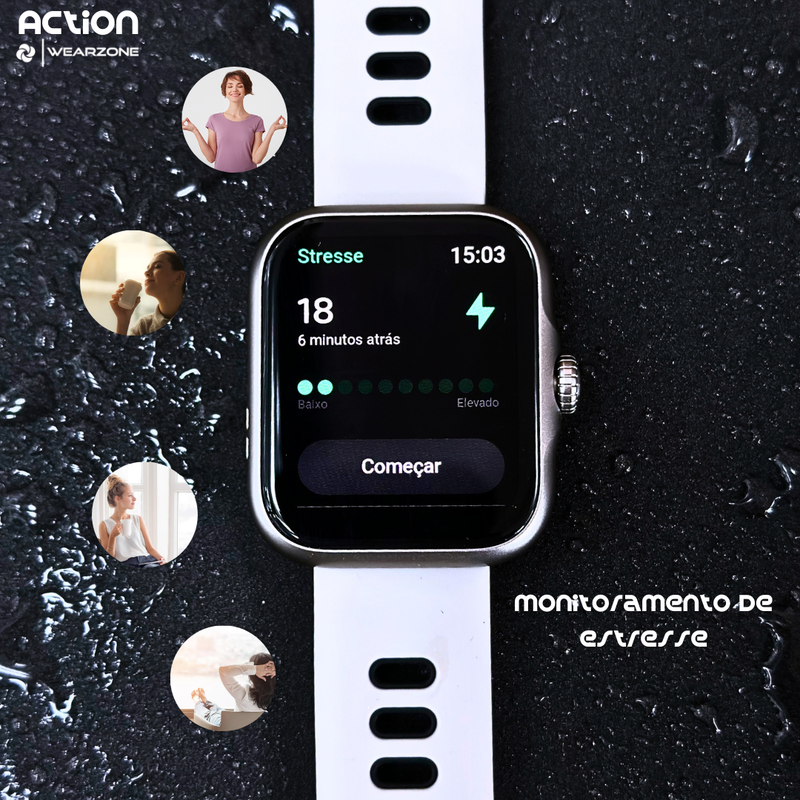 ACTION WEARZONE | Smartwatch Esportivo | A PROVA D'ÁGUA, GPS integrado e 7 Dias de Bateria