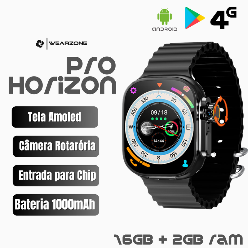 Horizon Pro 4G AMOLED | Câmera Rotatória + NFC | 16Gb de Armazenamento e 2Gb de Ram