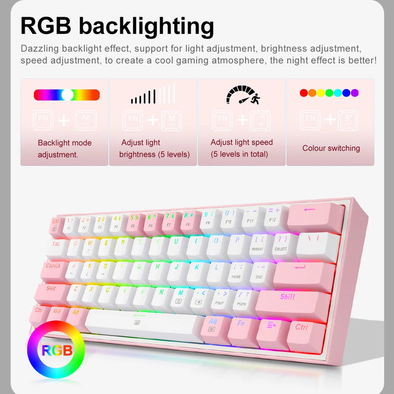 Redragon fizz k617 rgb usb mini teclado mecânico