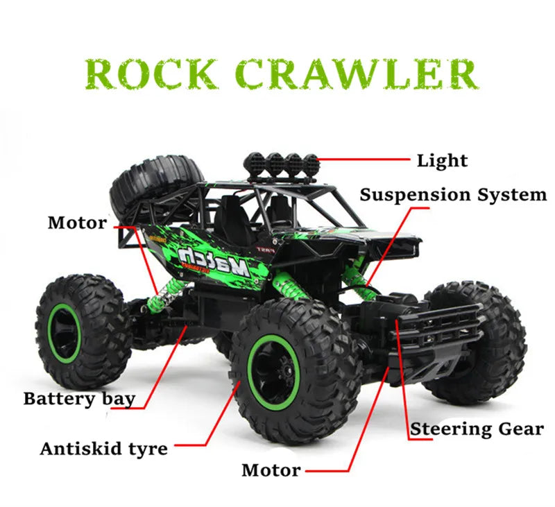 RC Car Off Road 4x4 Remote Control Cars Radio Buggy Truck Racing Drift with Led Lights Toys Gift for Boys Girls Children Kid