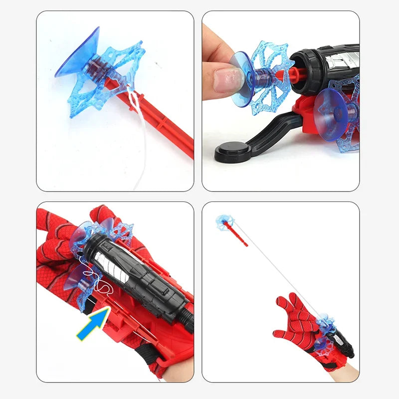 Cartoon Superhero Spider Silk Launcher Toys Funny Pests Eliminator Toy Anime Figures Cosplay Spiders Web Launcher Toys Kids Gift