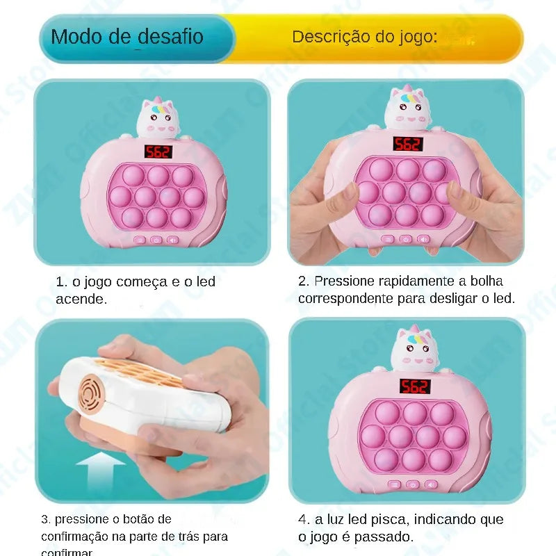 999 nível eletrônico rápido para empurrar bolinhas, máquina de jogo para crianças de desenhos animados diversão espremendo bolha, brinquedos anti estresse