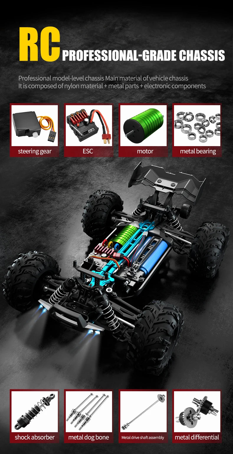 Carro de controle remoto de alta velocidade, monster truck