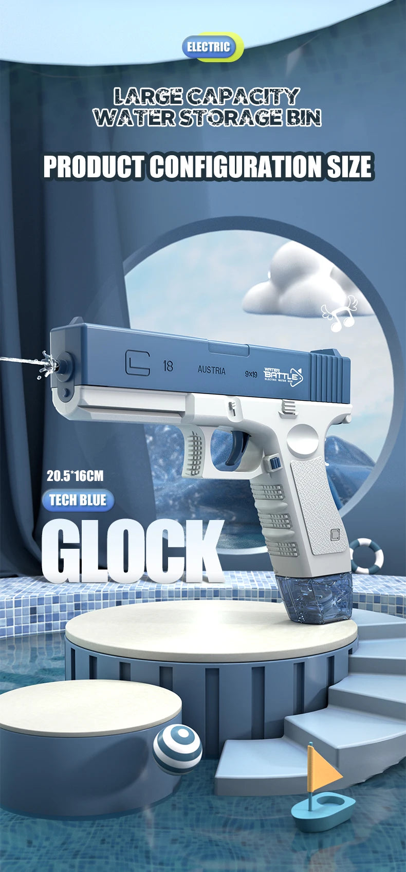 Nova pistola de água elétrica Glock