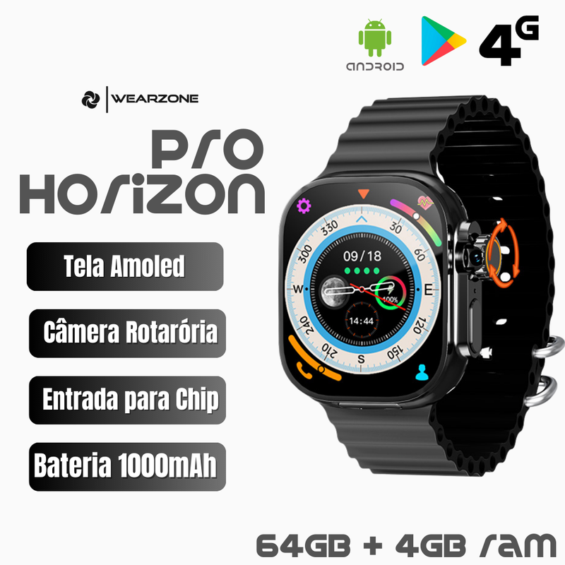 Horizon Pro 4G AMOLED | Câmera Rotatória + NFC | 64Gb de Armazenamento e 4Gb de Ram